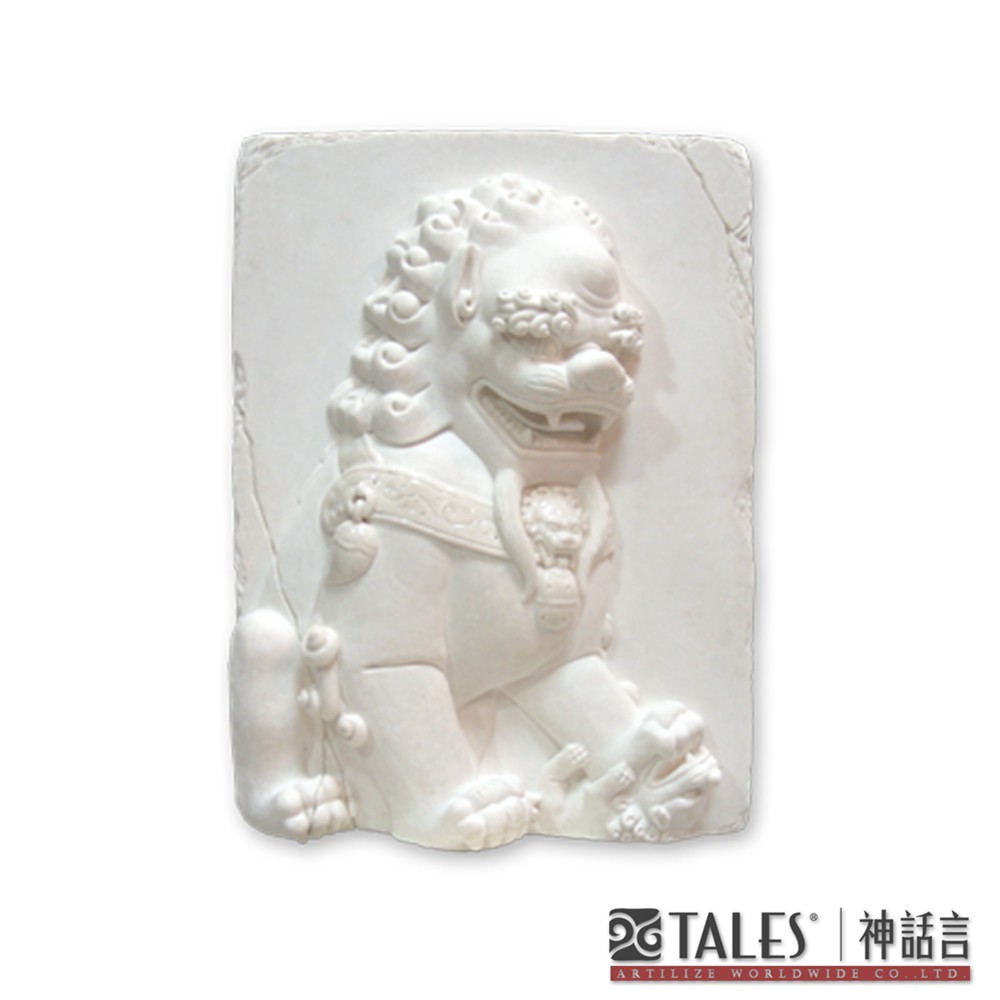 白玉瓷雕-雌獅